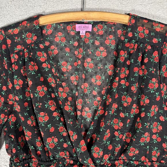 Mi Ami Francescas Top Size L Babydoll Rose Sheer Whimsigoth Dark Fairy Witchy - Picture 6 of 14